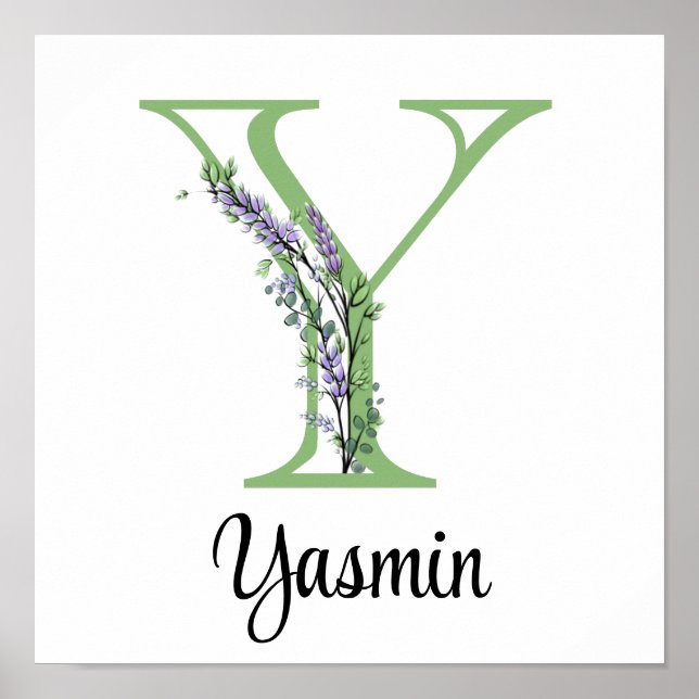 Monogramme Y Lavender Eucalyptus nursery Poster (Devant)