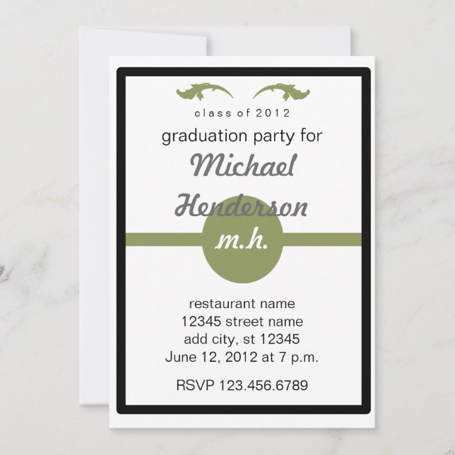 Monogrammed 2012 Graduation Party Invitation (Front)