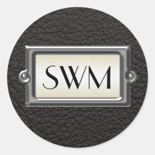 Monogrammed 3-Letter Executive Men's Personalized Classic Round Sticker