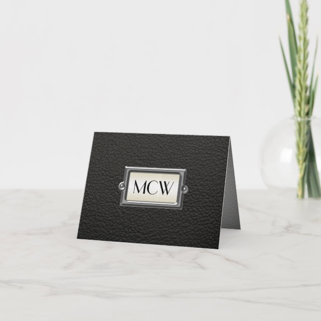 Monogrammed 3-Letter Executive Men's Personalized Note Card (Front)
