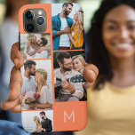Monogrammed 5 Photo Collage Orange Case-Mate iPhone Case<br><div class="desc">Customized iPhone case with your initial, multi photo collage and orange background. The photo template is set up ready for you to add your pictures, working clockwise from top right. The photo collage uses landscape and portrait formats to give you a variety of options to place your favourite pics in...</div>