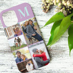 Monogrammed 6 Photo Collage Lilac Mint iPhone 12 Pro Max Case<br><div class="desc">Monogrammed photo collage iPhone case which you can personalize with 6 of your favourite photos and your initial. The template is set up ready for you to add your photos, working top to bottom on the left side, then top to bottom on the right side. The design has a lilac...</div>