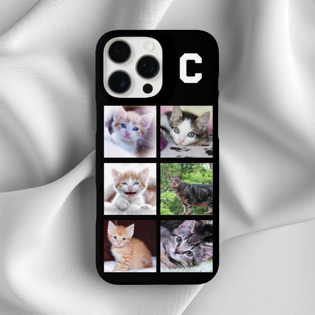 Monogrammed 6 Square Pet Photo Collage Black Case-Mate iPhone Case (Monogrammed 6 Square Pet Photo Collage Black Case-Mate iPhone Case)