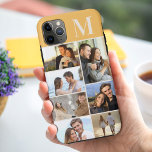 Monogrammed 7 Photo Collage on Ochre Yellow Case-Mate iPhone Case<br><div class="desc">Monogrammed photo collage iPhone case which you can personalize with 7 of your favourite photos and your initial. The template is set up ready for you to add your photos, working top to bottom on the left side, then top to bottom on the right side. The design has an ochre...</div>
