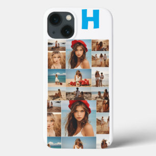 Monogrammed 7 Photo Collage,Personalized Elegant  iPhone 13 Case