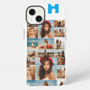 Monogrammed 7 Photo Collage,Personalized Elegant iPhone 13 Case
