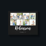 Monogrammed 8 Photo Family Collage Black Canvas Print<br><div class="desc">Use your favourite photos to make a fun keepsake to decorate your home.</div>
