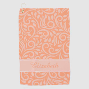 Monogrammed Abstract Pattern Orange Pink Golfer Golf Towel