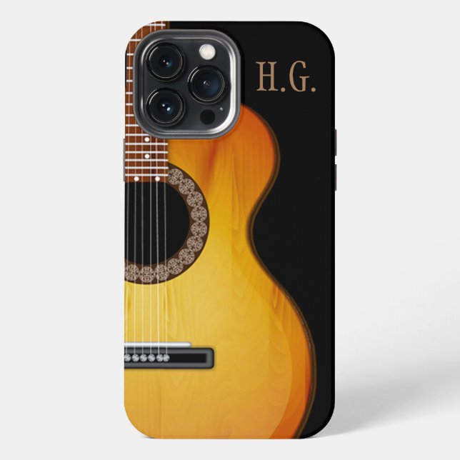 Monogrammed Acoustic Guitar iPhone Case (Back)