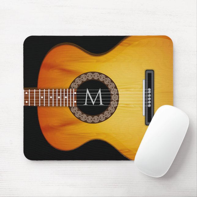 Monogrammed Acoustic Guitar Mouse Pad (With Mouse)
