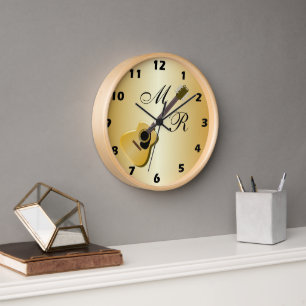Monogrammed Acoustic Guitar Wall Clock