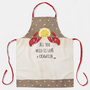 Monogrammed All You Need Is Love and Crawfish Apron