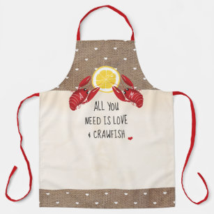 Monogrammed All You Need Is Love and Crawfish Apron