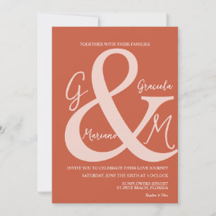 Monogrammed Ampersand Terracotta Brown Wedding Invitation