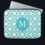 Monogrammed Aqua Lemon Diamond Ikat Pattern Laptop Sleeve<br><div class="desc">Stylish and chic design features a colourful and trendy diamonds ikat pattern and can be personalized with your monogram,  initial,  name,  or any text of your choice for a perfect custom gift!</div>
