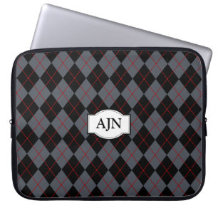 Monogrammed Argyle Laptop Bag