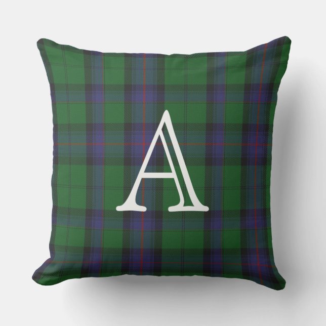 Monogrammed Armstrong Plaid Outdoor Pillow (Front)