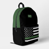 Monogrammed Army Military Thin Green Line