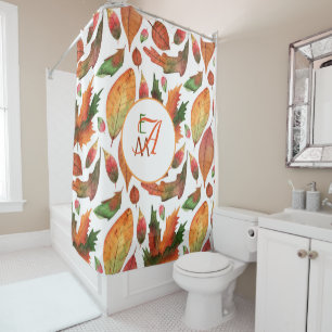 Monogrammed Autumn Leaves Fall Orange Green Decor