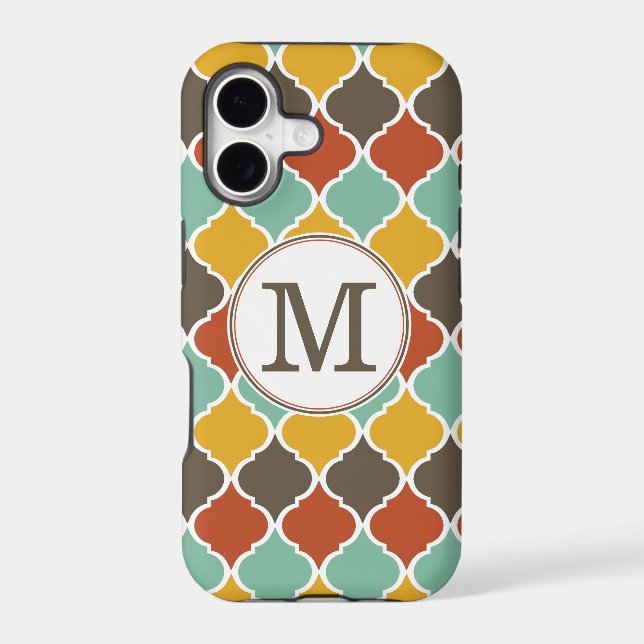 Monogrammed Autumn Orange Moroccan Lattice Pattern (Back)
