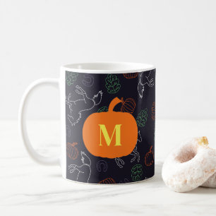 Monogrammed Autumnal Halloween Horse Pattern Coffee Mug