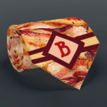 Monogrammed Bacon Pattern Funny Gag Gift Tie<br><div class="desc">A nice crisp tie with a nice crisp all over bacon print. For extra fanciness,  near the bottom is a customizable monogram initial. A great gag gift for Christmas,  birthdays,  father's day,  or for a favourite teacher. Get this for the bacon lover in your life!</div>