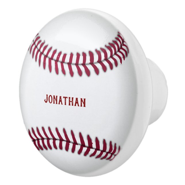 Monogrammed Baseball Ceramic Knob (Right)