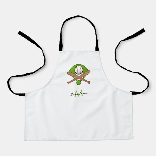 Monogrammed Baseball Design Player Coach Name Ball Apron (Front)