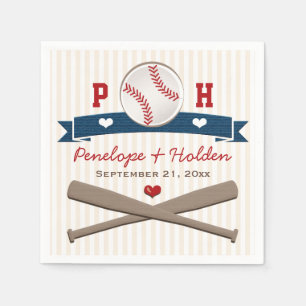 MONOGRAMMED BASEBALL WEDDING NAPKIN