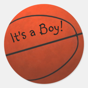 Monogrammed Basketball Classic Round Sticker