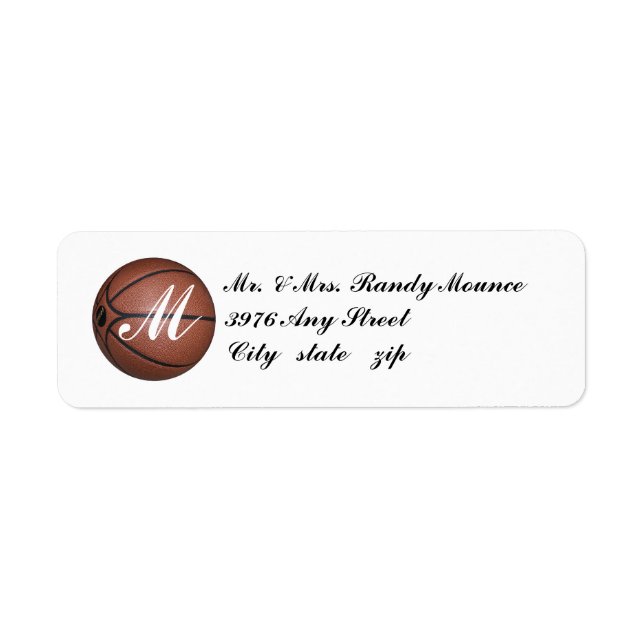MONOGRAMMED BASKETBALL,- RETURN ADDRESS LABELS (Front)