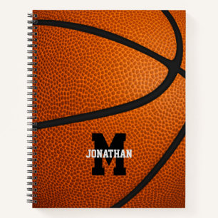 Monogrammed basketball spiral notebook