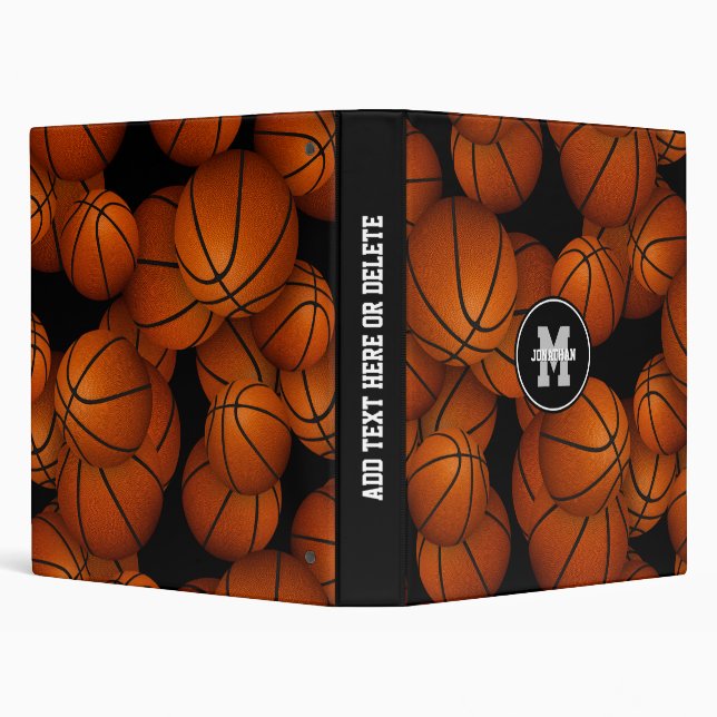 Monogrammed basketballs pattern boys girls binder (Background)
