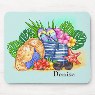 Monogrammed Beachy Summer Mouse Pad