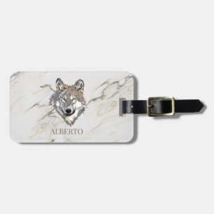 Monogrammed Beige Marble Stone Luggage Tag