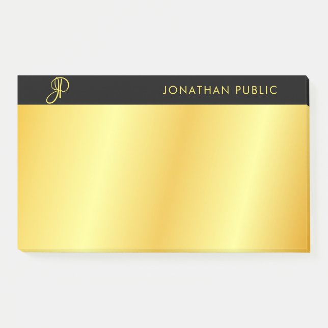 Monogrammed Black And Gold Elegant Template Post-it Notes (Front)