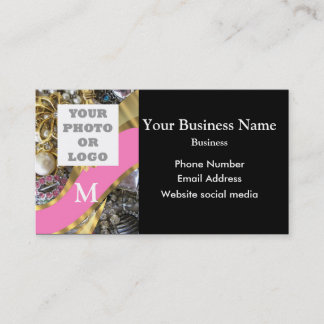 Monogrammed black and gold jewellery and logo business card
