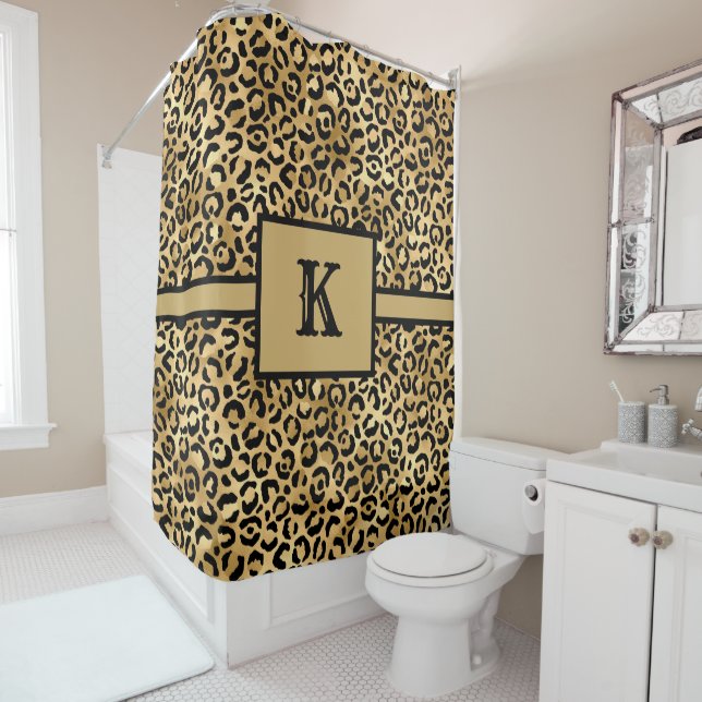Monogrammed Black and Gold Leopard Print (In Situ)