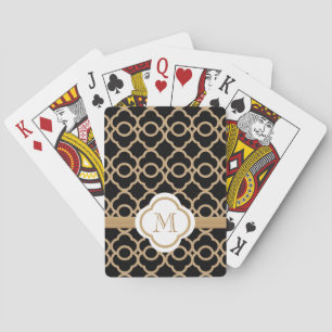 Monogrammed Black and Gold Moroccan Playing Cards