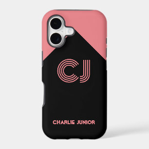 Monogrammed black and pink retro