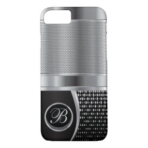 Monogrammed Black and Silver Metallic Mesh iPhone 8/7 Case