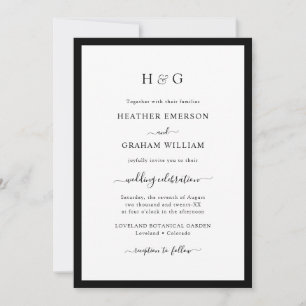 Monogrammed Black and White Invitation