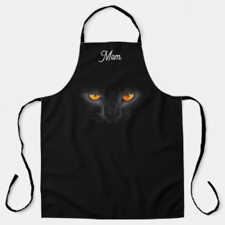 Monogrammed black cat apron