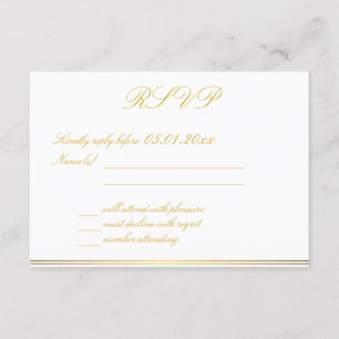 Monogrammed Black Gold Elegant Wedding RSVP Cards