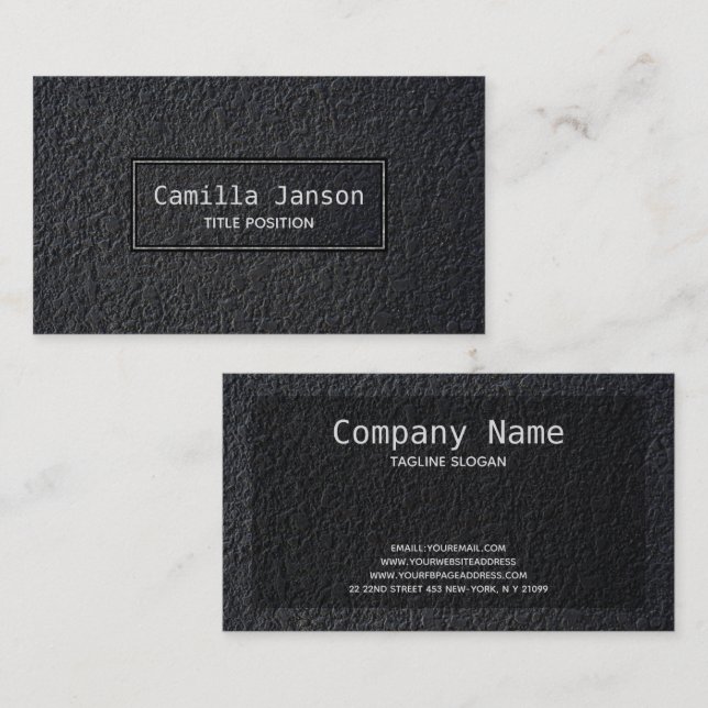 Monogrammed Black Granite Business Card (Front/Back)