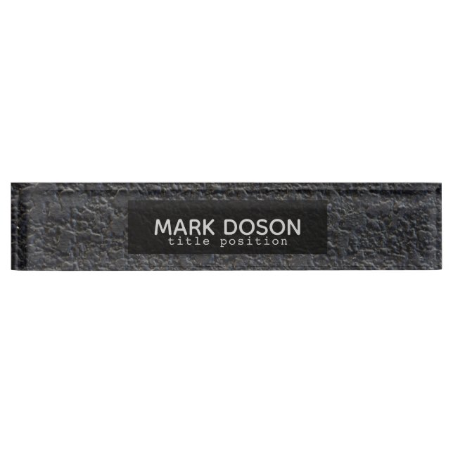 Monogrammed Black Granite Pattern Nameplate (Front)