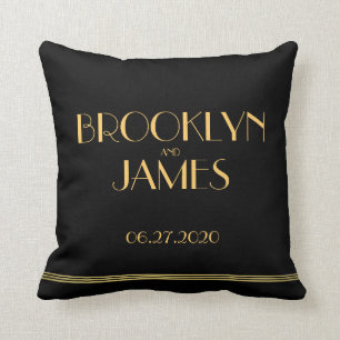 Monogrammed Black Great Gatsby Wedding Pillows