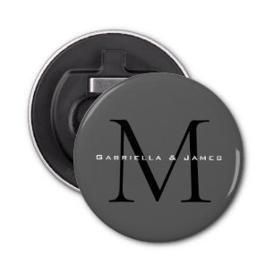 Monogrammed Black Grey Calligraphy Bottle Opener