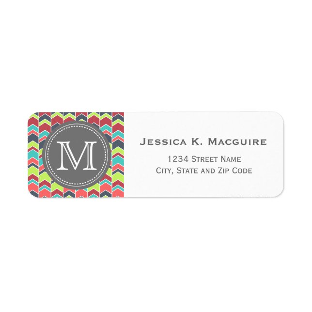 Monogrammed Black & Grey Chevron (Front)