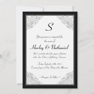Monogrammed Black Vintage Framed Invitation